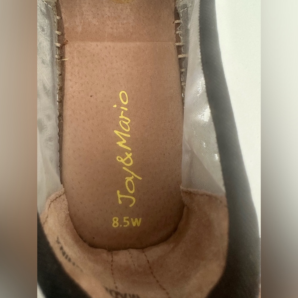 Joy & Mario navy & white embroidered espadrilles flats 8.5W wide - Picture 9 of 11